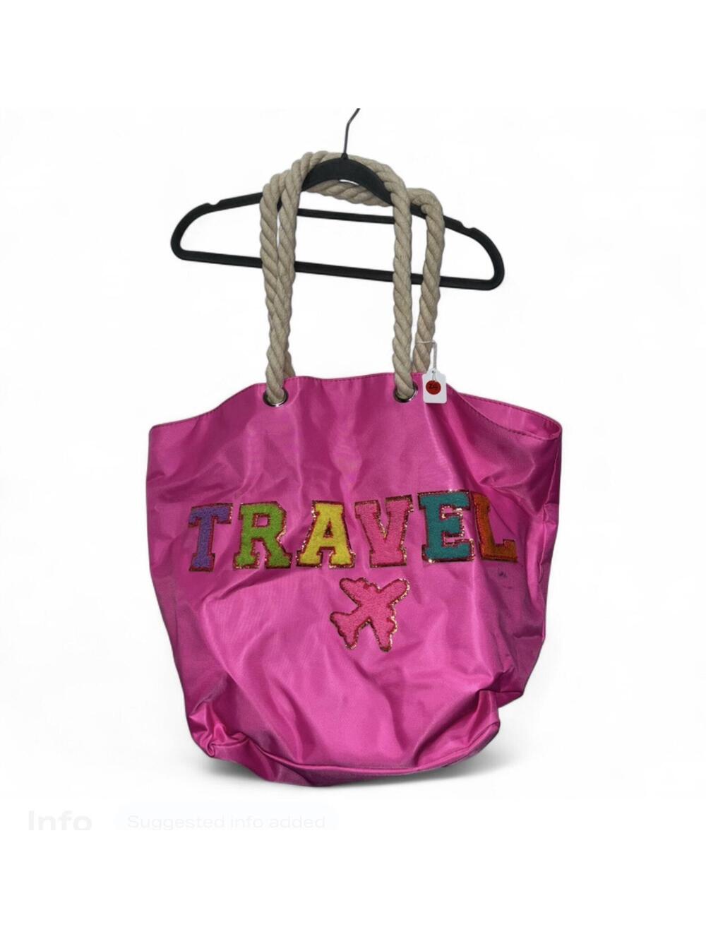 Travel Patch Oversized Tote Carry On Hot Pink Airplane Boutique Overnight Bag